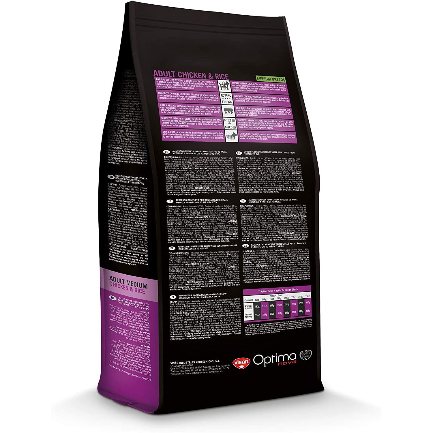 OPTIMA NOVA ADULT MEDIUM POLLO/Arroz 12 KG. - Imagen 2
