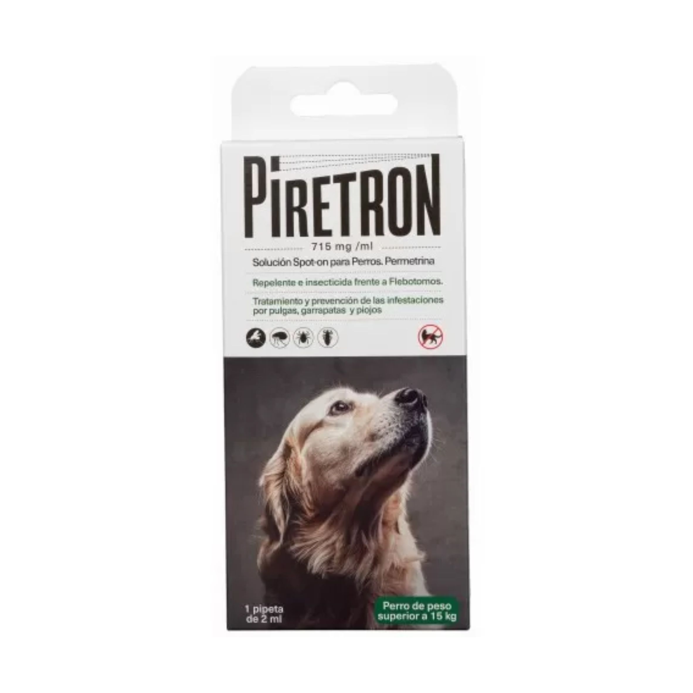 Pipeta PIRETRON 1430 mg/ml Spot on PERRO 2 ml. 1Ud. Mas de 15 Kg.