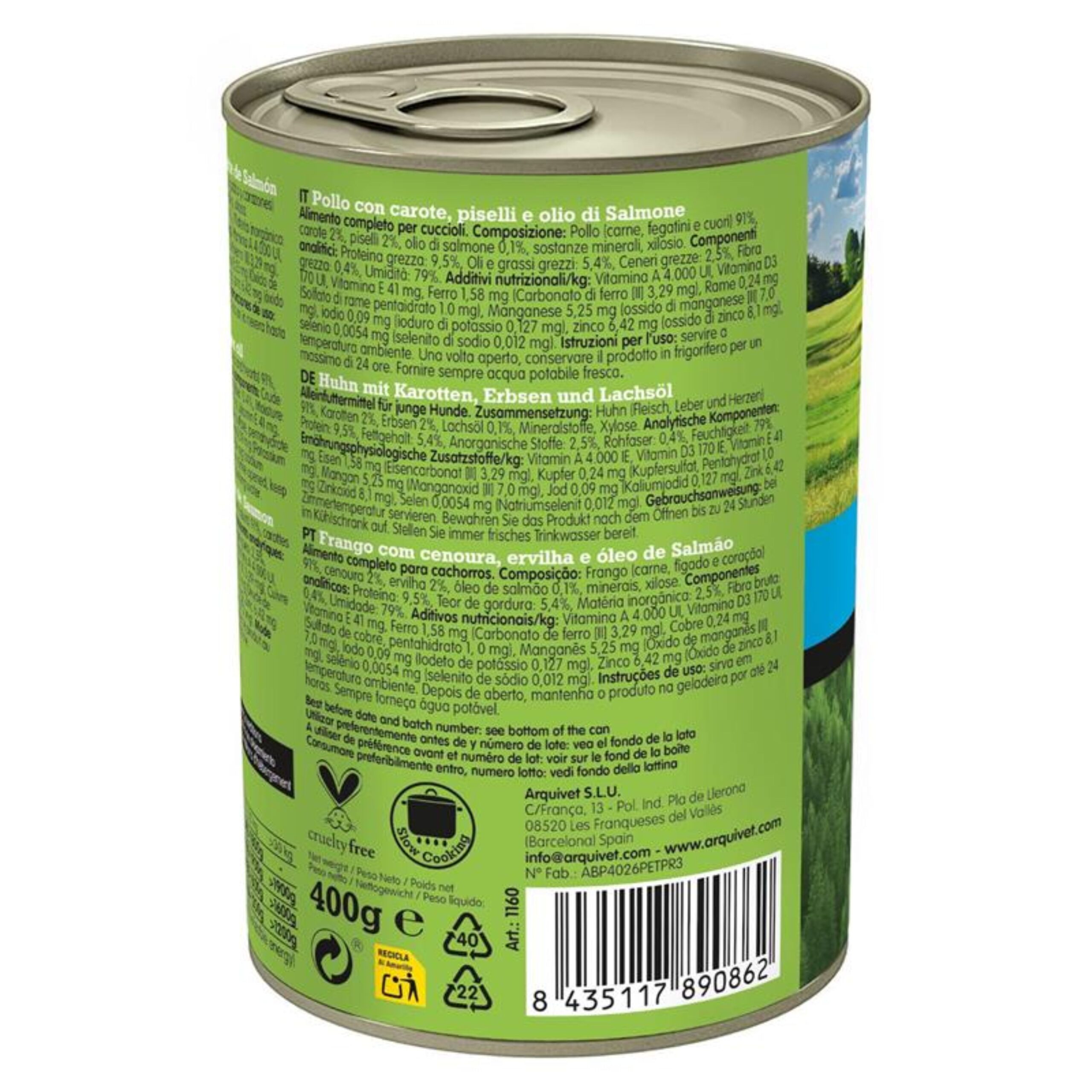 LATA JUNIOR Pollo/Zanahorias/Guisantes/Aceite de salmón 400gr. - Imagen 4