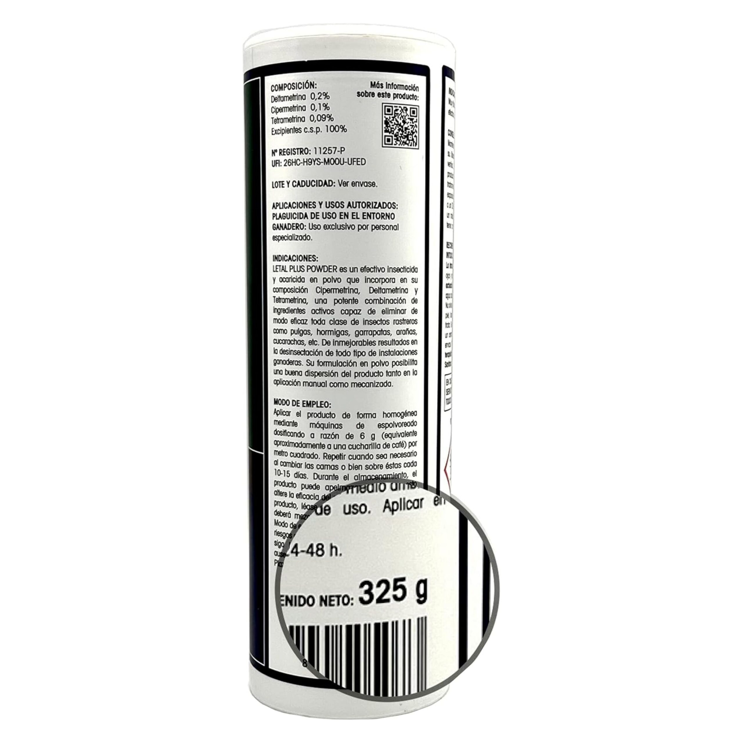LETAL PLUS PWD TALQUERA 325 gr. - Imagen 3