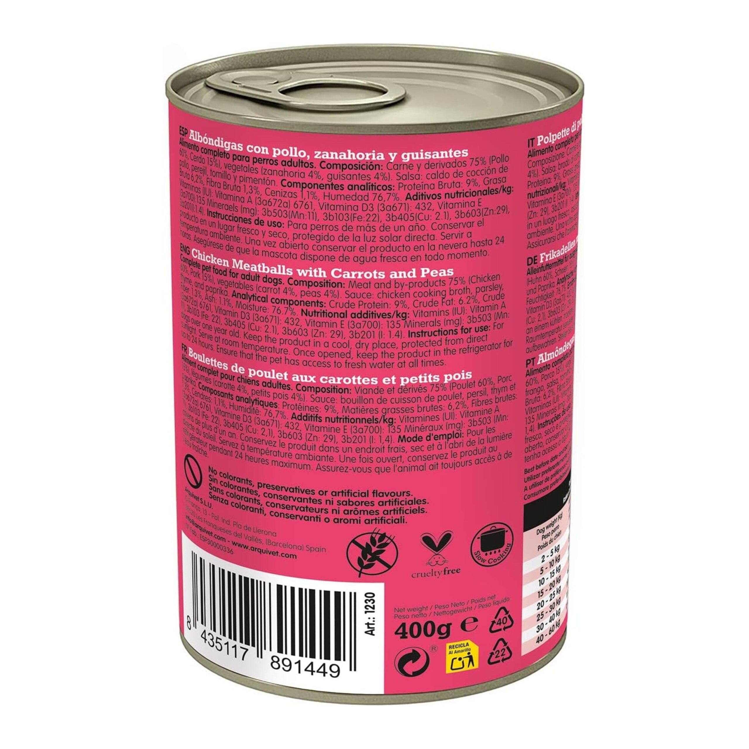 ALBONDIGAS con Pollo & Zanahoria & Guisantes 400gr. - Imagen 3