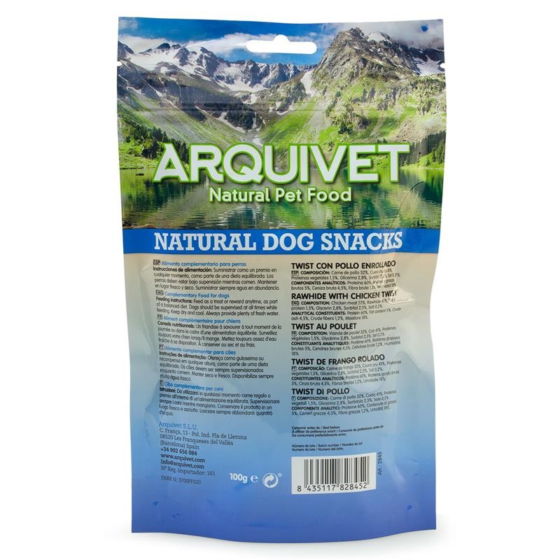 SNACK TWIST CON POLLO ENROLLADO 100gr Arquivet - Imagen 4