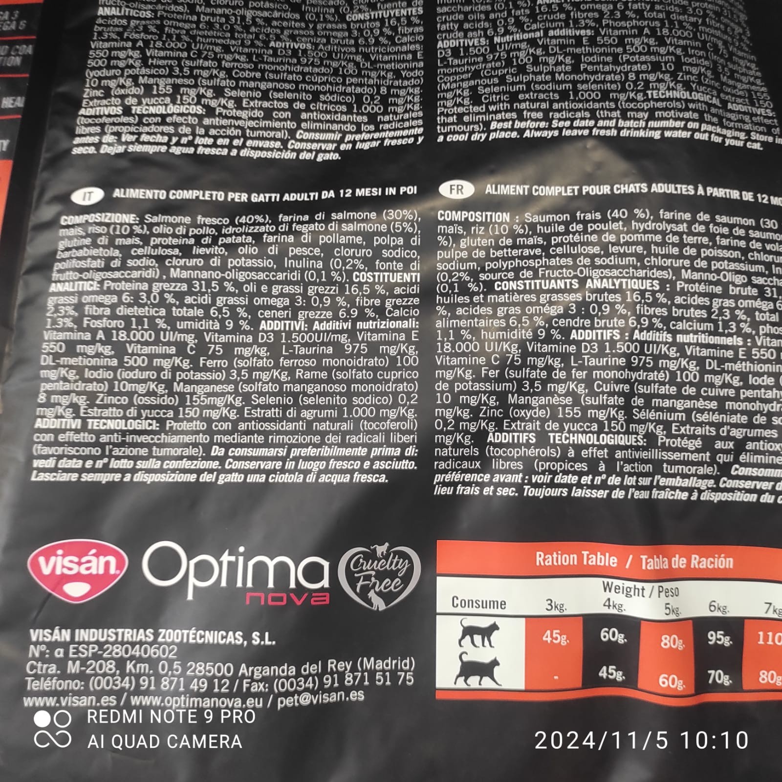 OPTIMA NOVA CAT ADULT SALMON RICE 2 KG.** - Imagen 5
