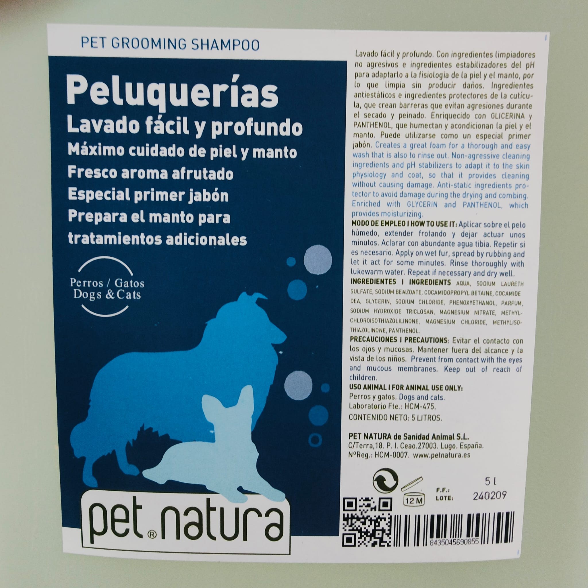 CHAMPU PELUQUERIAS 5 Lts. Petnatura - Imagen 2