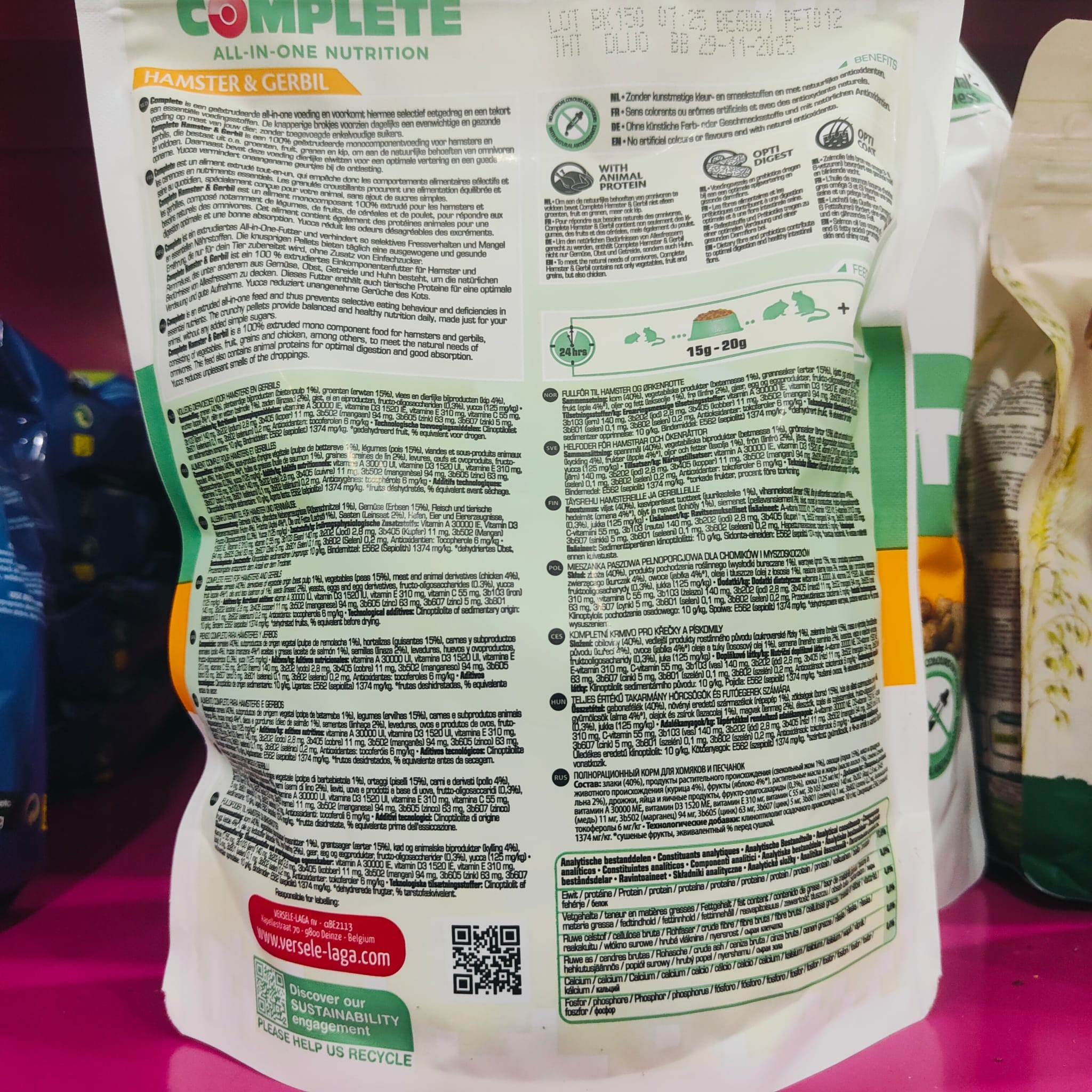 HAMSTER & GERBIL COMPLETE 500gr. Versele-Laga - Imagen 9