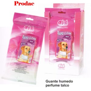 GUANTE HUMEDO PARA MASCOTAS.6 Und.Talco